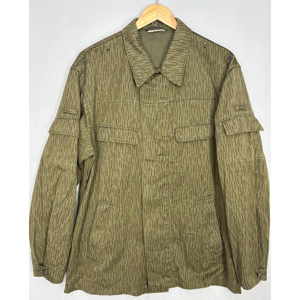 German Army Military Field Jacket Mens Green Raindrop Camouflage M52 L‎ Vintage